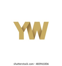 Initial letters YW overlapping fold logo brown gold