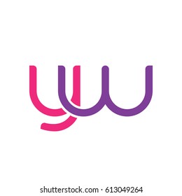 Initial letters yw, round overlapping lowercase logo modern design pink purple