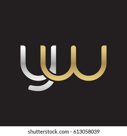 Initial letters yw, round overlapping lowercase logo modern design silver gold