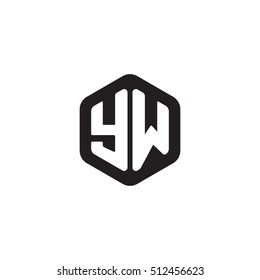 Initial letters YW rounded hexagon shape monogram black simple modern logo