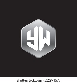 Initial letters YW rounded hexagon shape silver modern logo