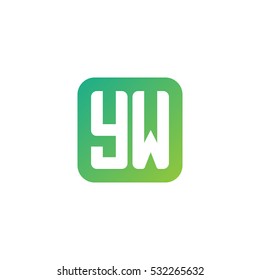 Initial letters YW rounded square shape green simple logo