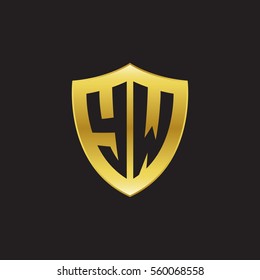 Initial letters YW shield shape gold logo