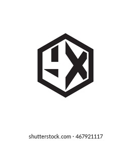 Initial letters YX negative space hexagon shape monogram logo
