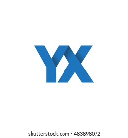 Initial letters YX overlapping fold logo blue