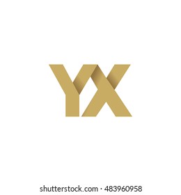 Initial letters YX overlapping fold logo brown gold
