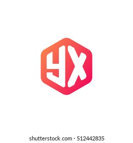 Initial letters YX rounded hexagon shape red orange simple modern logo