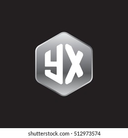 Initial letters YX rounded hexagon shape silver modern logo