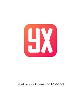 Initial letters YX rounded square shape red orange simple logo