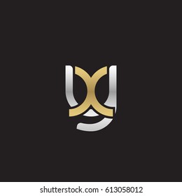 Initial letters yx, xy, round overlapping lowercase logo modern design silver gold