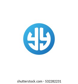 Initial letters YY circle shape blue simple logo