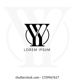 Initial letters yy linked monogram logo vector. Business logo monogram with two overlap letters inside circle isolated on white background.