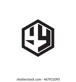 Initial letters YY negative space hexagon shape monogram logo