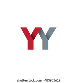 Initial letters YY overlapping fold logo red gray
