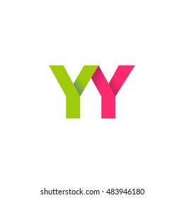 Initial letters YY overlapping fold logo green magenta