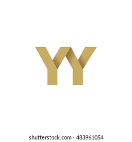 Initial letters YY overlapping fold logo brown gold