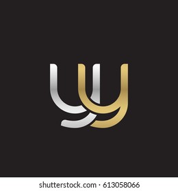 Initial letters yy, round overlapping lowercase logo modern design silver gold