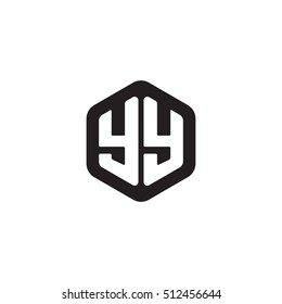 Initial letters YY rounded hexagon shape monogram black simple modern logo