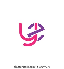 Initial letters yz, round overlapping lowercase logo modern design pink purple