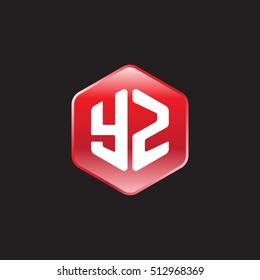 Initial letters YZ rounded hexagon shape red modern logo