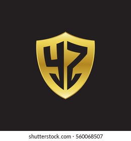 Initial letters YZ shield shape gold logo