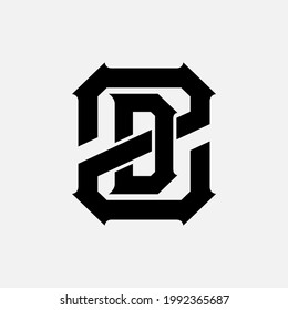 Initial letters Z, D, ZD or DZ overlapping, interlocked monogram logo, black color on white background