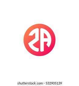 Initial letters ZA circle shape red orange simple logo