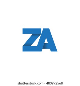 Initial letters ZA overlapping fold logo blue
