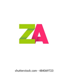 Initial letters ZA overlapping fold logo green magenta