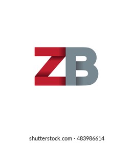 Initial letters ZB overlapping fold logo red gray