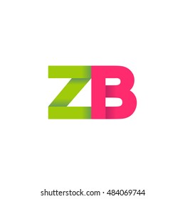 Initial letters ZB overlapping fold logo green magenta