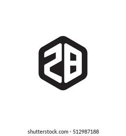 Initial letters ZB rounded hexagon shape monogram black simple modern logo