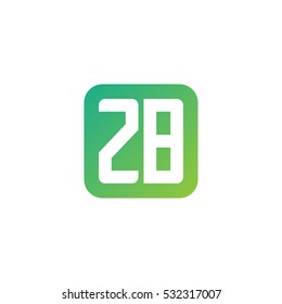 Initial letters ZB rounded square shape green simple logo