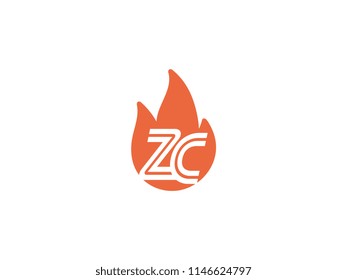 Initial letters ZC in fire. Logo vector