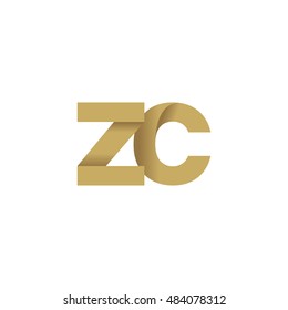 Initial letters ZC overlapping fold logo brown gold