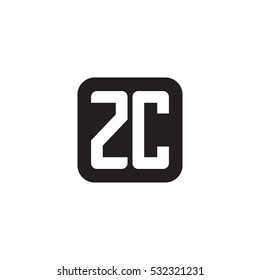 Initial letters ZC rounded square shape monogram black simple logo