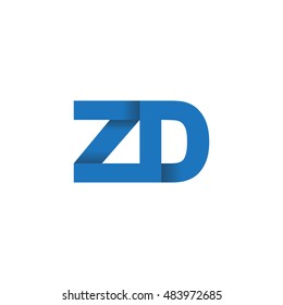 Initial letters ZD overlapping fold logo blue