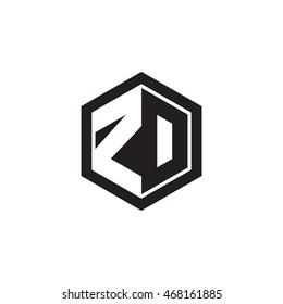 Initial letters ZD, ZO, negative space hexagon shape monogram logo
