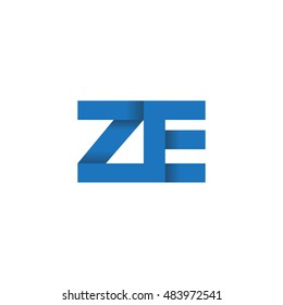 Initial letters ZE overlapping fold logo blue