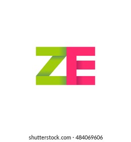 Initial letters ZE overlapping fold logo green magenta