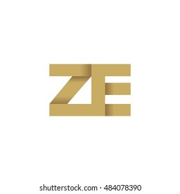 Initial letters ZE overlapping fold logo brown gold