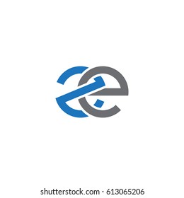 Initial letters ze, round overlapping lowercase logo modern design blue gray