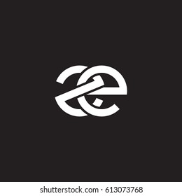 Initial letters ze, round overlapping lowercase logo modern design white black background