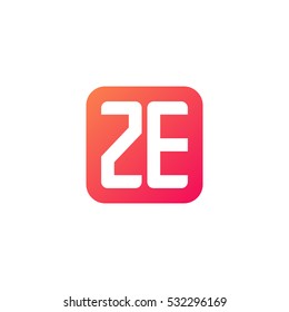 Initial letters ZE rounded square shape red orange simple logo