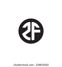 Initial letters ZF circle shape monogram black simple logo