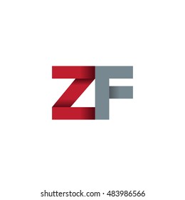 Initial letters ZF overlapping fold logo red gray