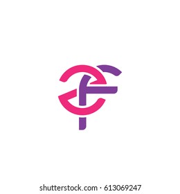 Initial letters zf, round overlapping lowercase logo modern design pink purple