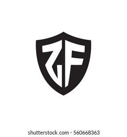 Initial letters ZF shield shape black monogram logo