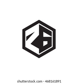 Initial letters ZG negative space hexagon shape monogram logo