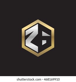 Initial letters ZG negative space hexagon shape logo silver gold